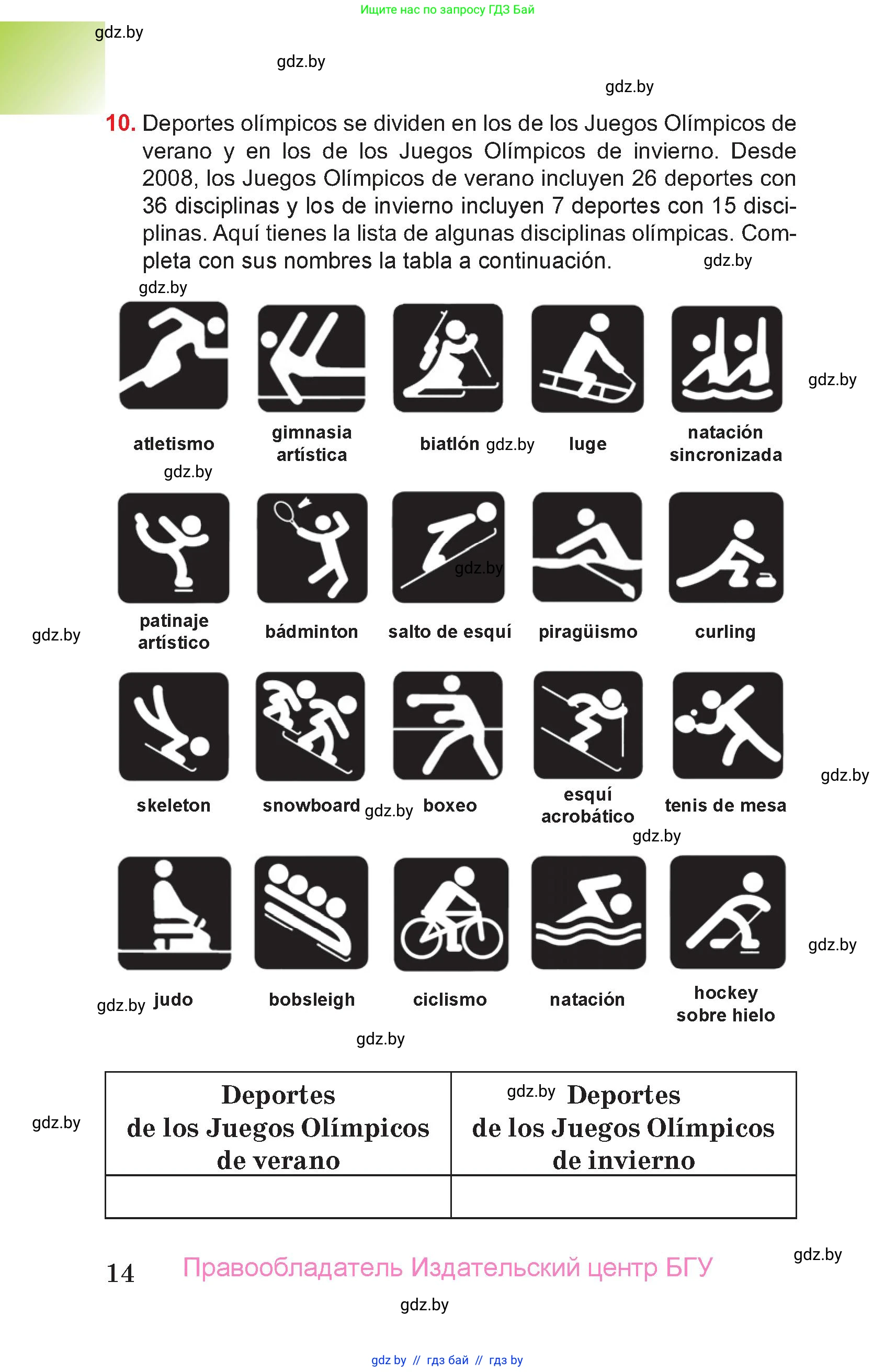 Испанский язык, 7 класс Учебник, авторы: Цыбулева Татьяна Эдуардовна, Пушкина Ольга Александровна, Карпиевич Галина Константиновна, издательство Издательский центр БГУ, Минск, 2019, бирюзового цвета, Часть 2, страница 14