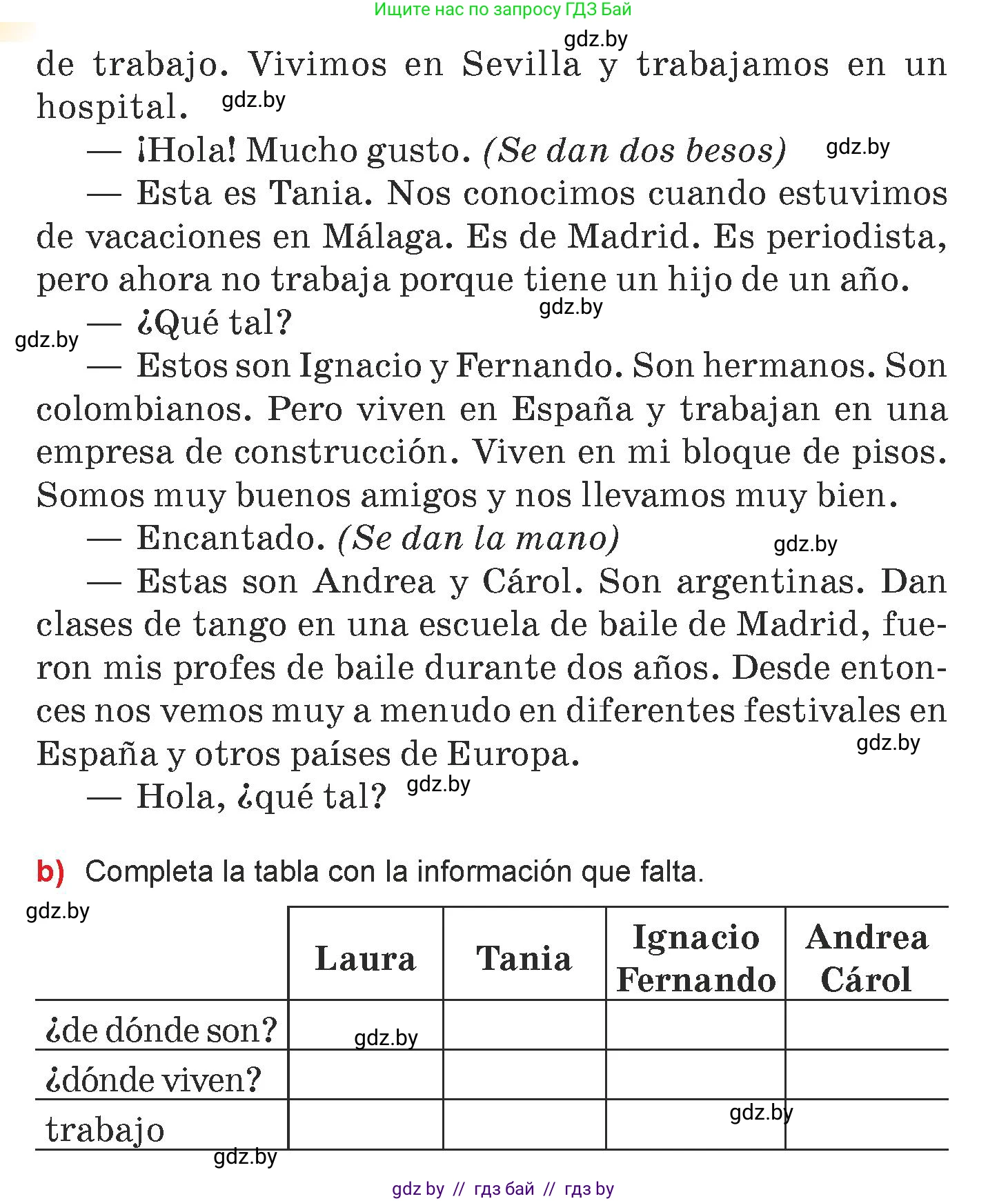 Испанский язык, 7 класс Учебник, авторы: Цыбулева Татьяна Эдуардовна, Пушкина Ольга Александровна, Карпиевич Галина Константиновна, издательство Издательский центр БГУ, Минск, 2019, бирюзового цвета, Часть 1, страница 71, номер 5, Условие (продолжение 2)