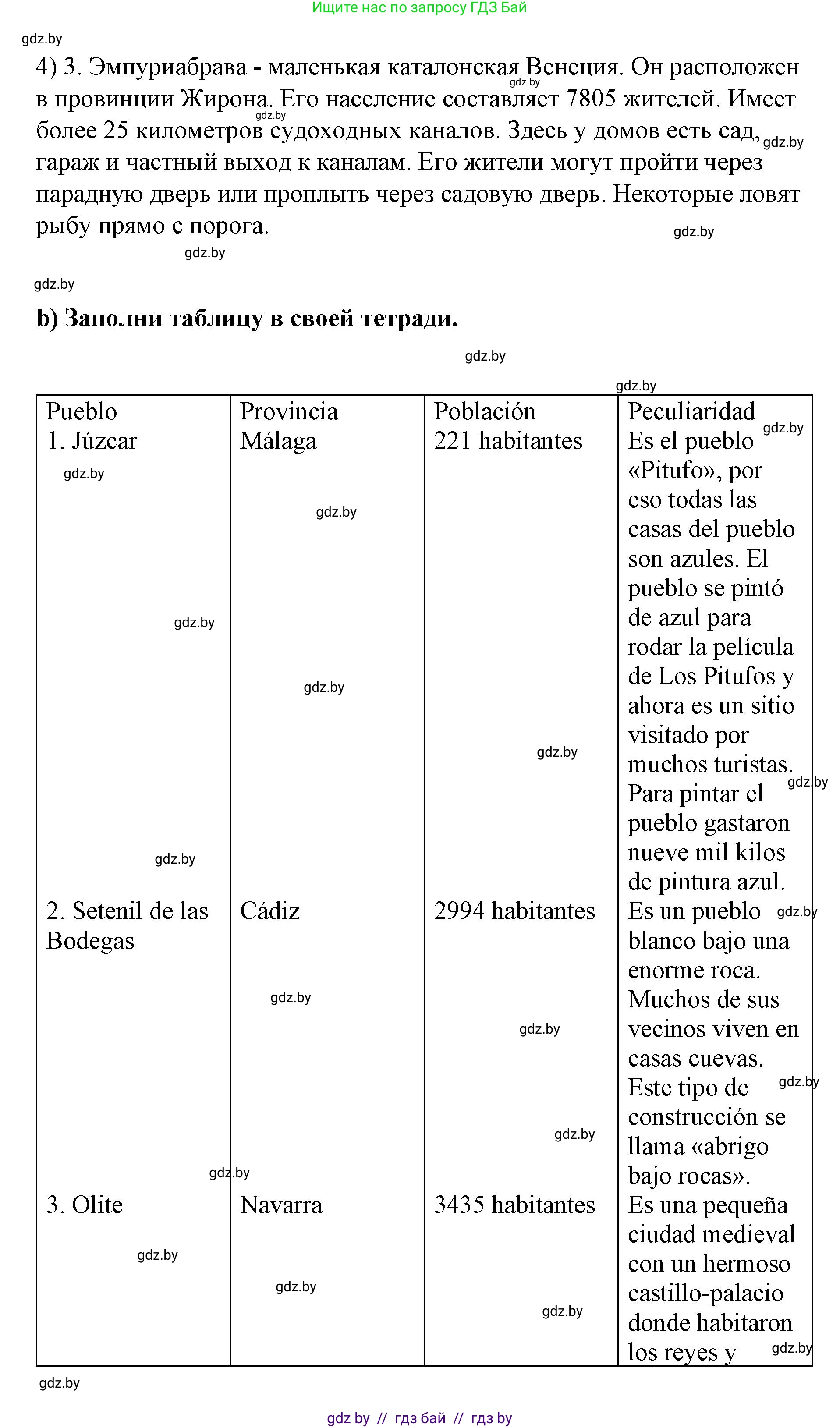 Испанский язык, 7 класс Учебник, авторы: Цыбулева Татьяна Эдуардовна, Пушкина Ольга Александровна, Карпиевич Галина Константиновна, издательство Издательский центр БГУ, Минск, 2019, бирюзового цвета, Часть 2, страница 125, номер 4, Решение (продолжение 2)