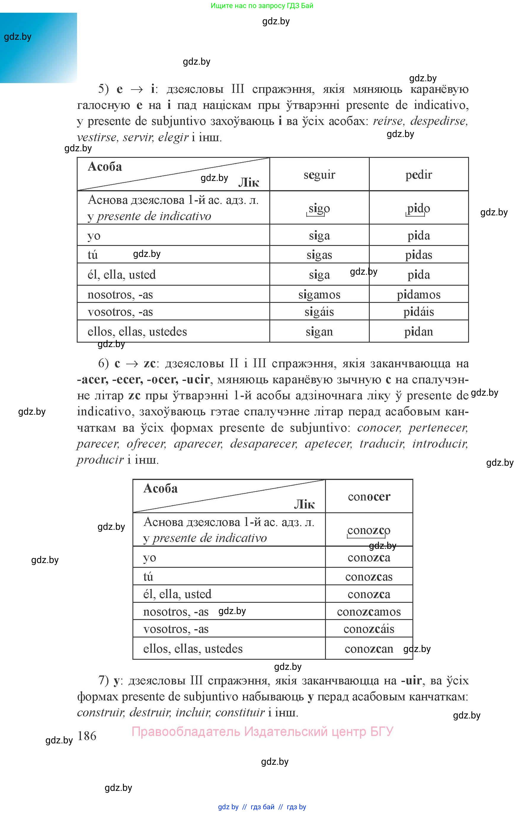 Испанский язык, 8 класс Учебник, авторы: Цыбулева Татьяна Эдуардовна, Пушкина Ольга Александровна, издательство Издательский центр БГУ, Минск, 2016, оранжевого цвета, страница 186