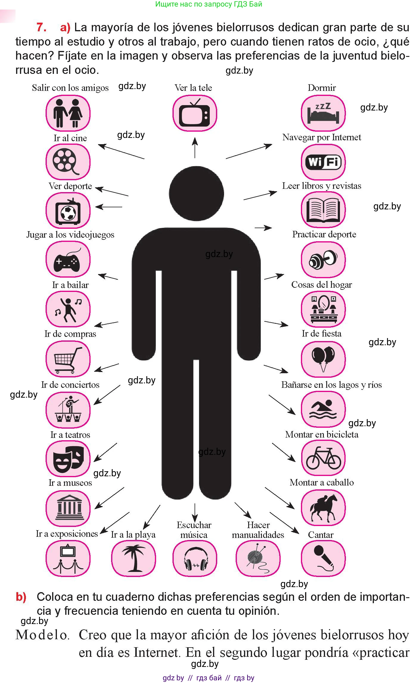 Испанский язык, 9 класс Учебник, авторы: Цыбулева Татьяна Эдуардовна, Пушкина Ольга Александровна, издательство Издательский центр БГУ, Минск, 2017, страница 102, номер 7, Условие