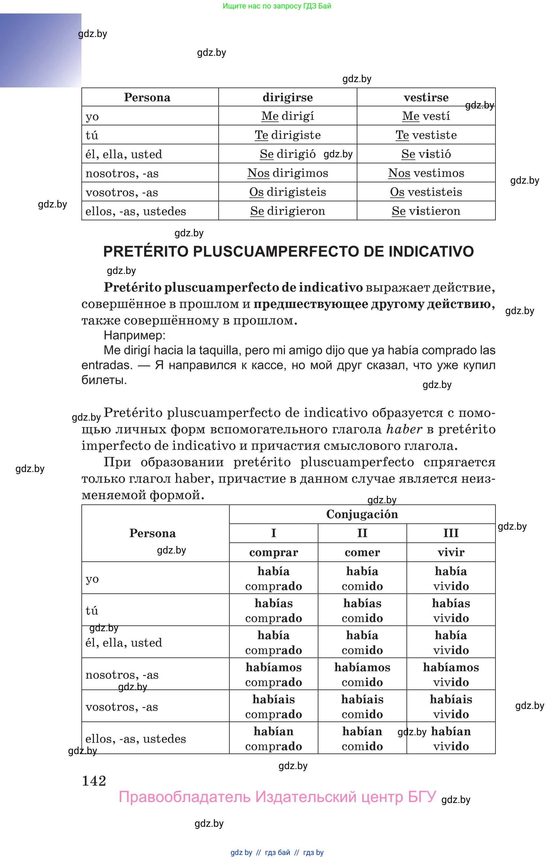 Испанский язык, 10 класс Учебник, авторы: Цыбулева Татьяна Эдуардовна, Пушкина Ольга Александровна, Карпиевич Галина Константиновна, издательство Издательский центр БГУ, Минск, 2019, оранжевого цвета, страница 142